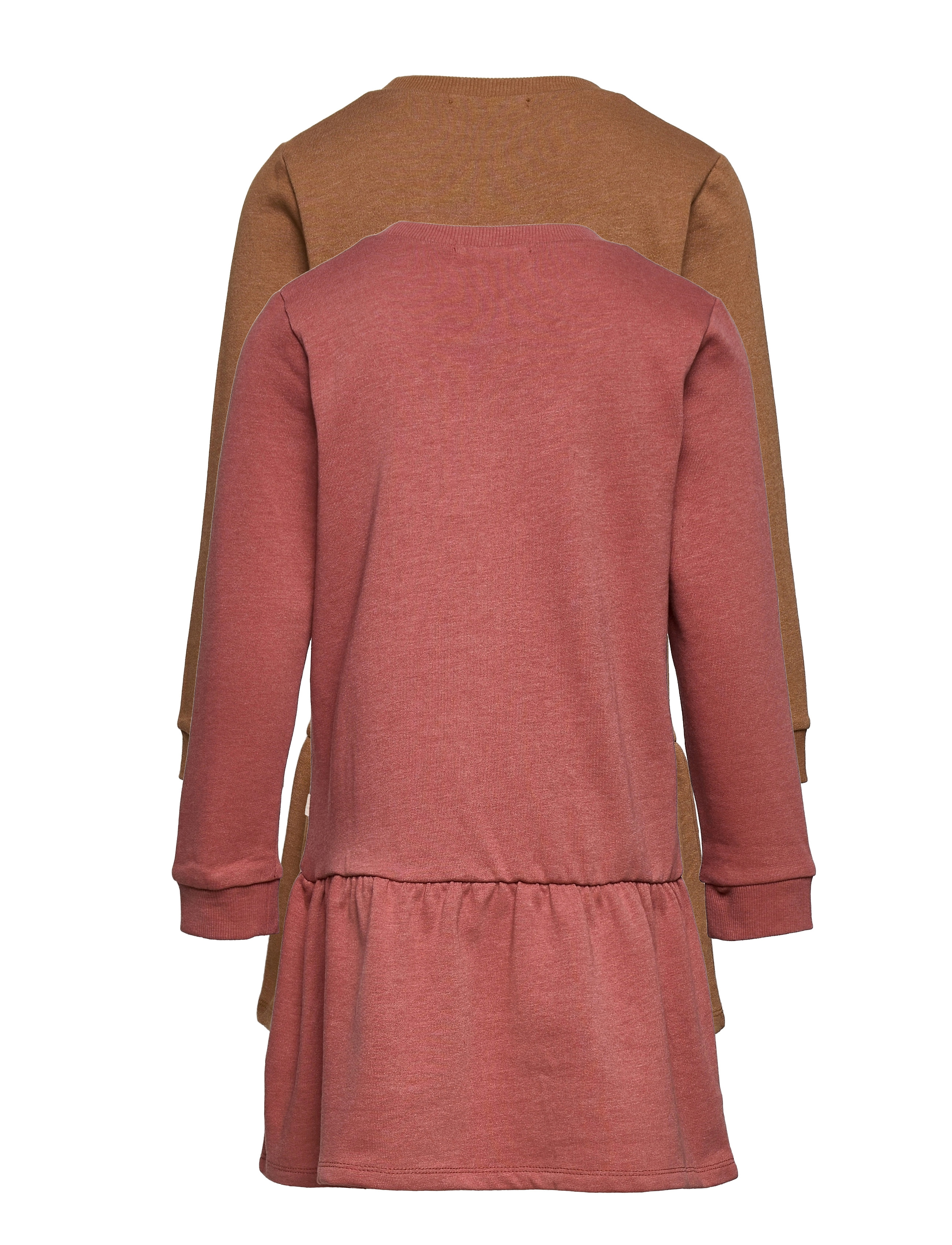 Minymo - Sweat Dress LS (2-pack) - langærmede hverdagskjoler - canyon rose - 1