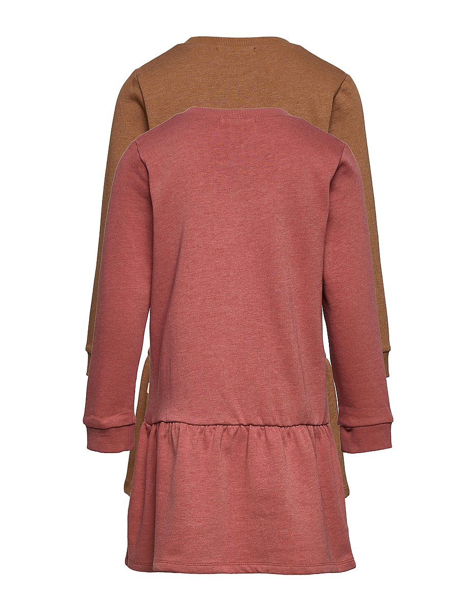 Minymo - Sweat Dress LS (2-pack) - pikkade varrukatega beebi kleidid - canyon rose - 1
