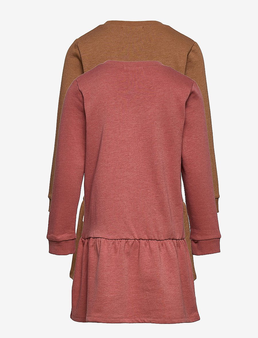 Minymo - Sweat Dress LS (2-pack) - langärmelige babykleider - canyon rose - 1