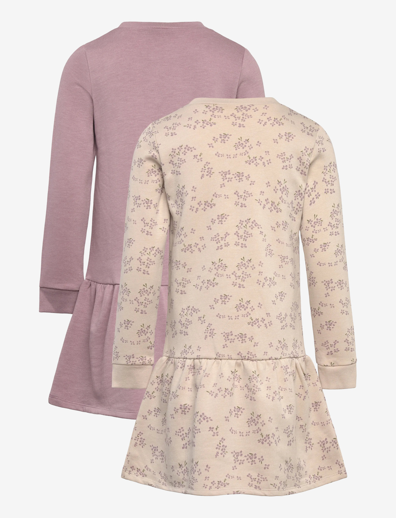Minymo - Sweat Dress LS (2-pack) - långärmade babyklänningar - elderberry - 1