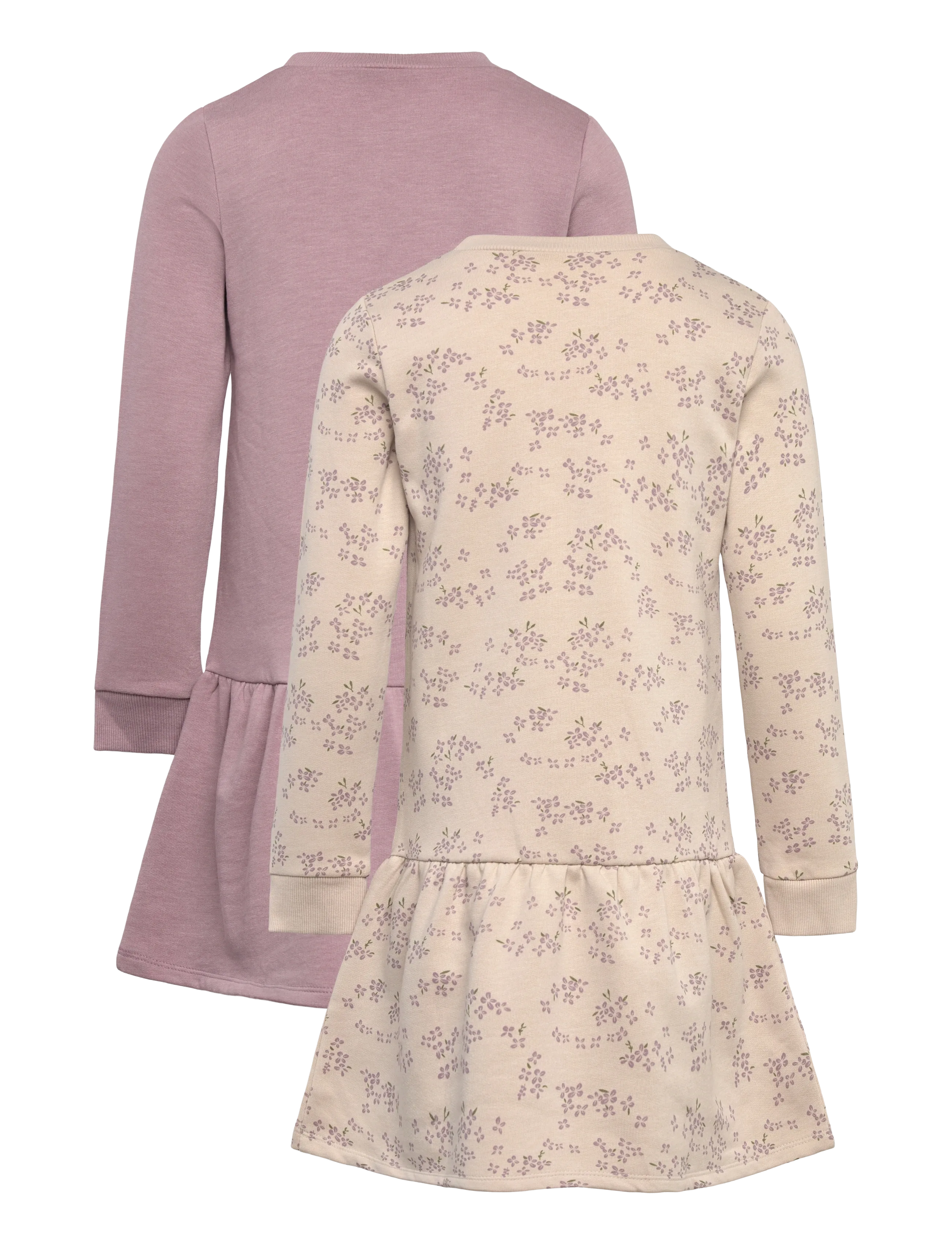 Minymo - Sweat Dress LS (2-pack) - långärmade babyklänningar - elderberry - 1