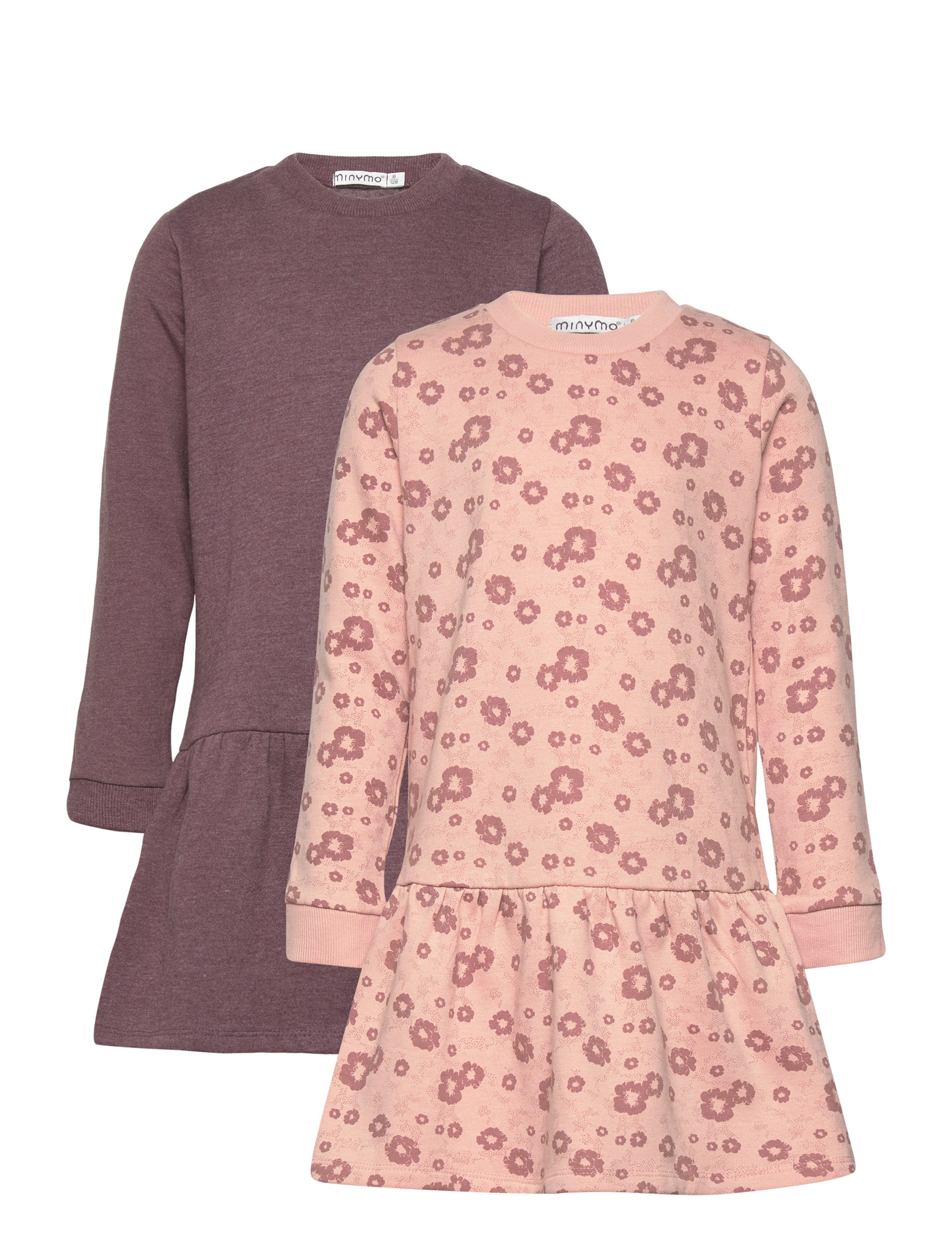 MINYMO Sweat Kleid Ls (2-Pack) Patterned - 128 - Kinder