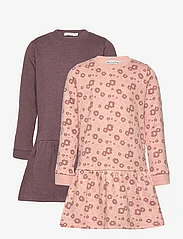 Minymo - Sweat Dress LS (2-pack) - long-sleeved casual dresses - misty rose - 0