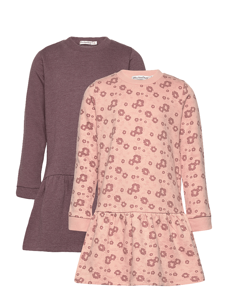 Minymo - Sweat Dress LS (2-pack) - langærmede babykjoler - misty rose - 0