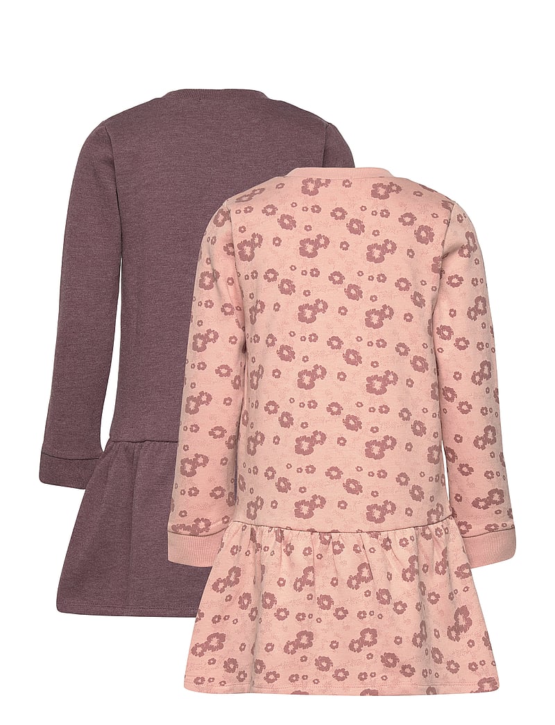 Minymo - Sweat Dress LS (2-pack) - langærmede babykjoler - misty rose - 1