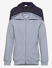 Minymo - Sweat Jacket w. hood (2-pack) - hættetrøjer - ashley blue - 0