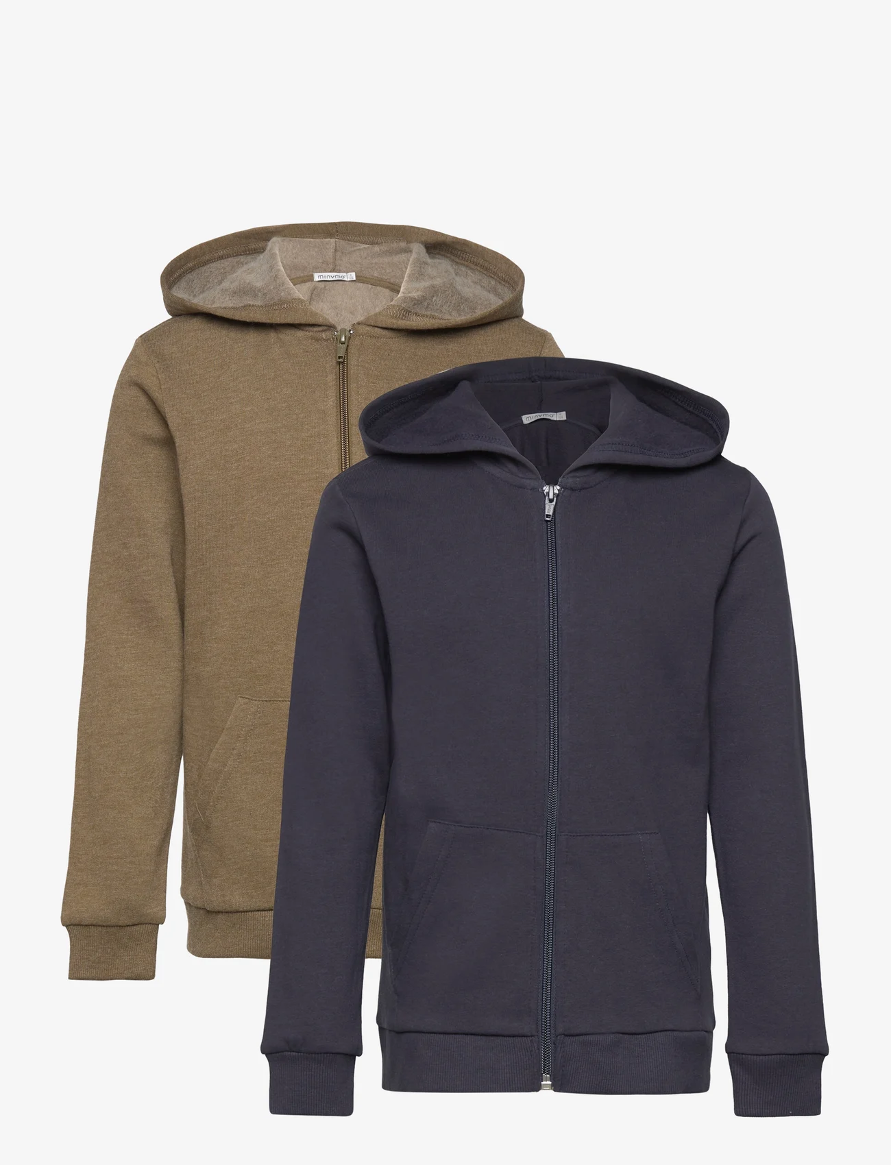 Minymo - Sweat Jacket w. hood (2-pack) - džemperi ar kapuci - dark olive - 0