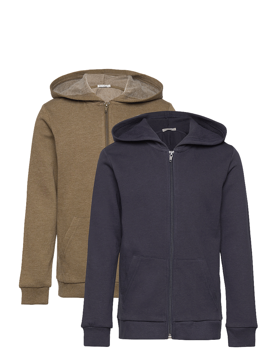 Minymo - Sweat Jacket w. hood (2-pack) - kapuzenpullover - dark olive - 0