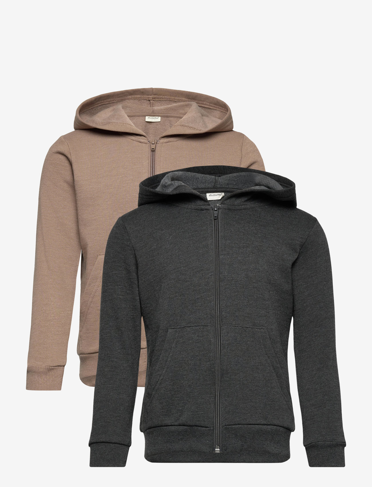 Minymo - Sweat Jacket w. hood (2-pack) - huvtröjor - fossil - 0