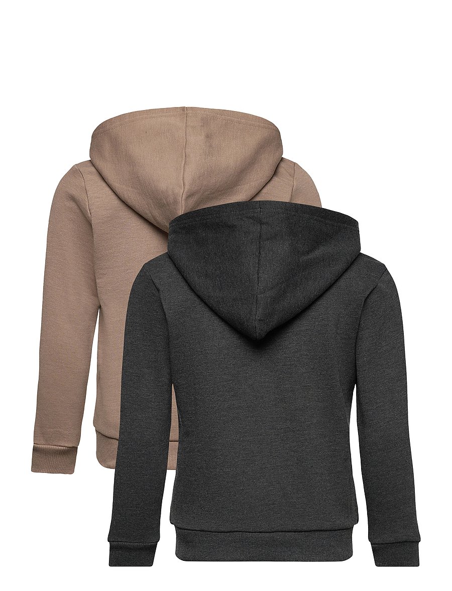Minymo - Sweat Jacket w. hood (2-pack) - kapuzenpullover - fossil - 1