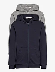 Minymo - Sweat Jacket w. hood (2-pack) - hoodies - greymelange - 0