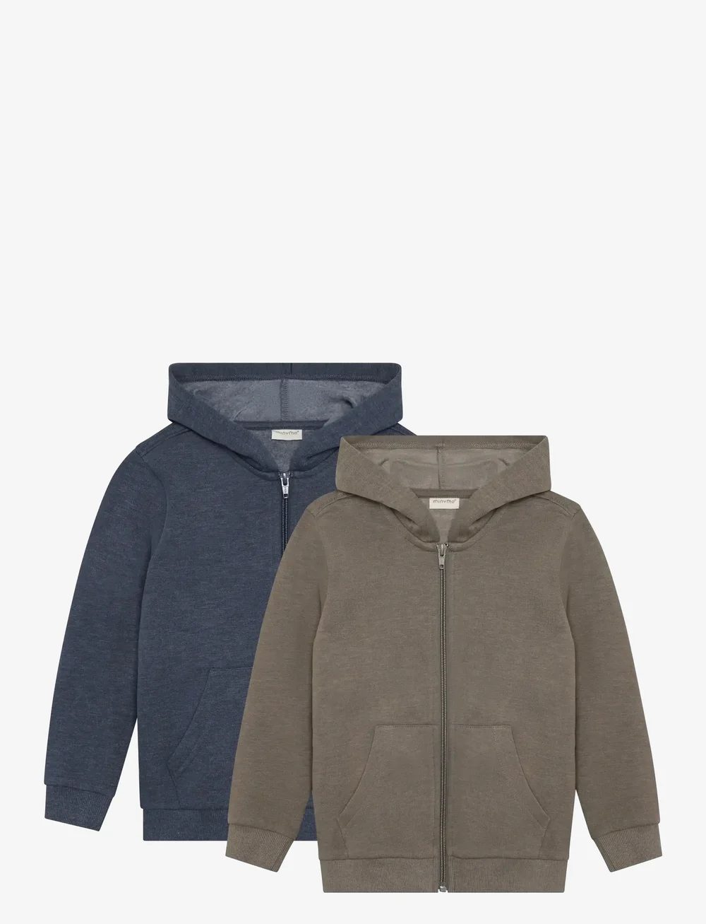 Minymo - Sweat Jacket w. hood (2-pack) - hoodies - vetiver - 0