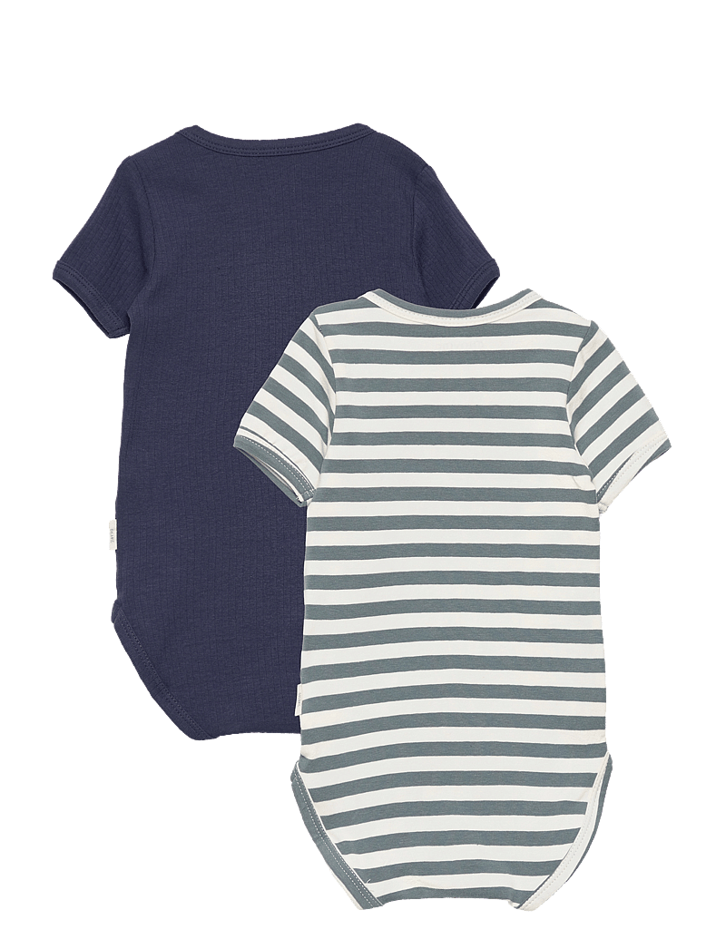 Minymo - Body SS (2-pack) - mönstrade kortärmade bodies - goblin blue - 1