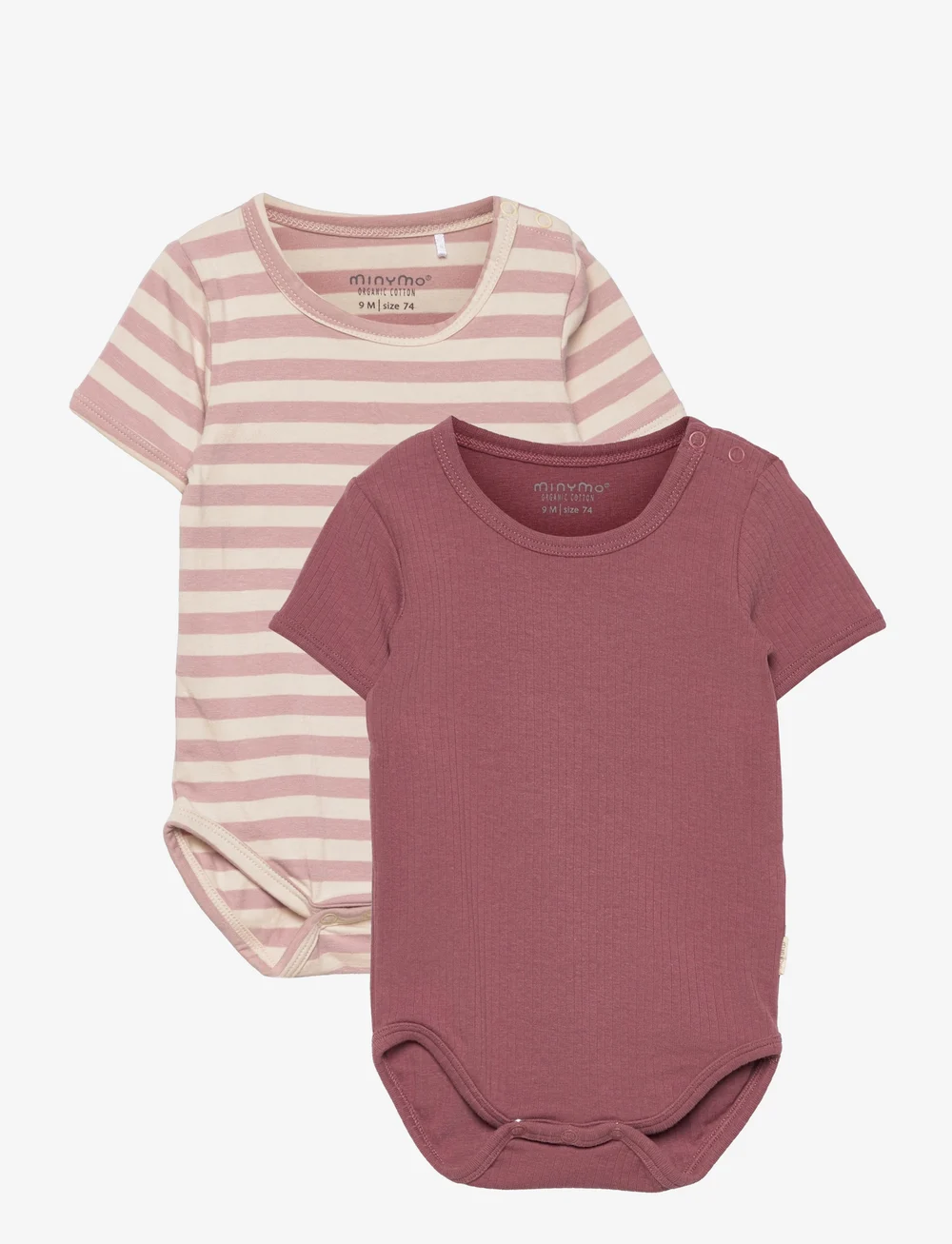 Minymo - Body SS (2-pack) - mönstrade kortärmade bodies - violet ice - 0