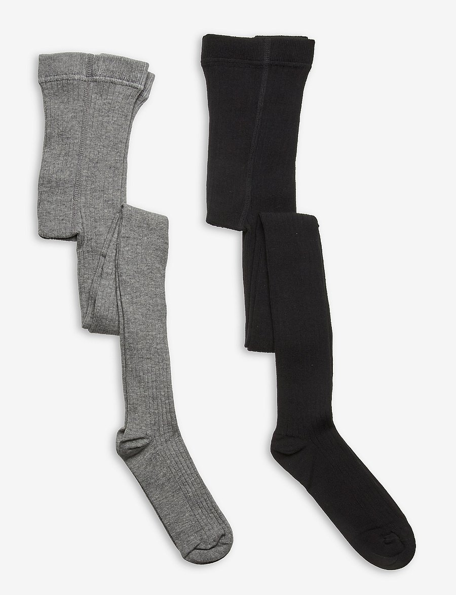 Minymo - Stocking - solid rib 2-pack - strumpfhosen - black - 0