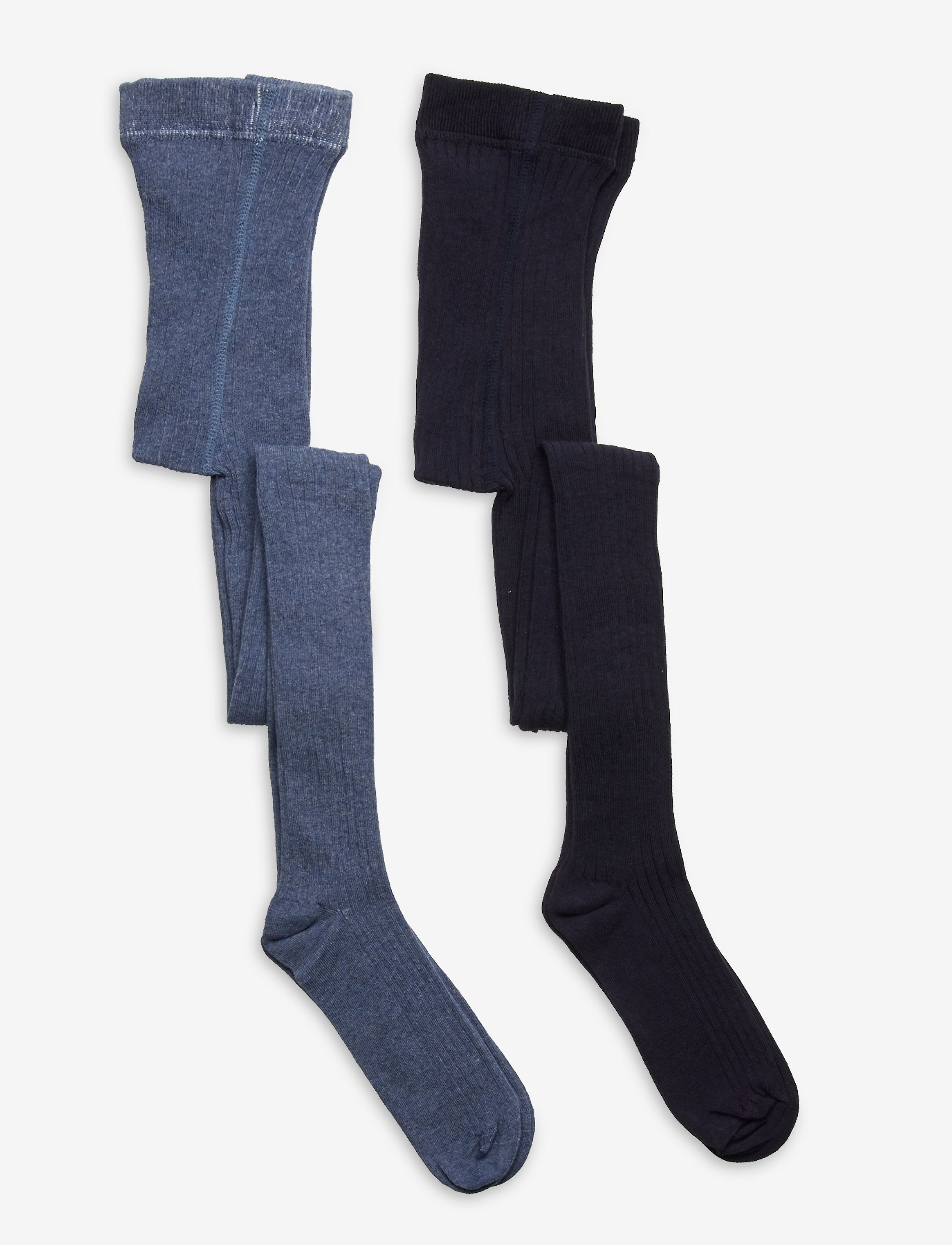 Minymo Stocking Solid Rib 2-Pack, 104-110, Socken & Strumpfhosen, Blau - Tights, Kinder