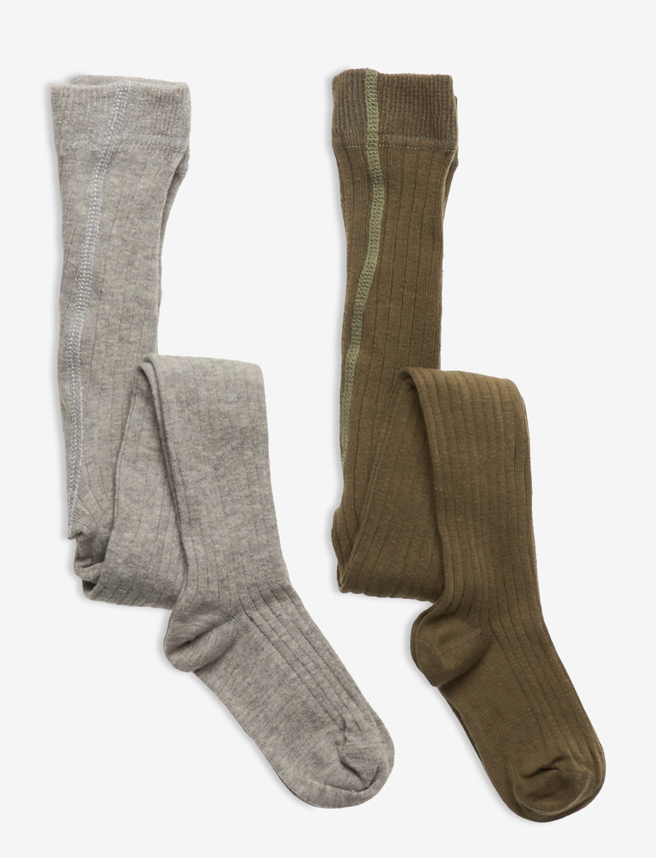 Minymo Stocking - solid rib 2-pack - Strømper & Strømpebukser - LIGHT GREY MELANGE / multi