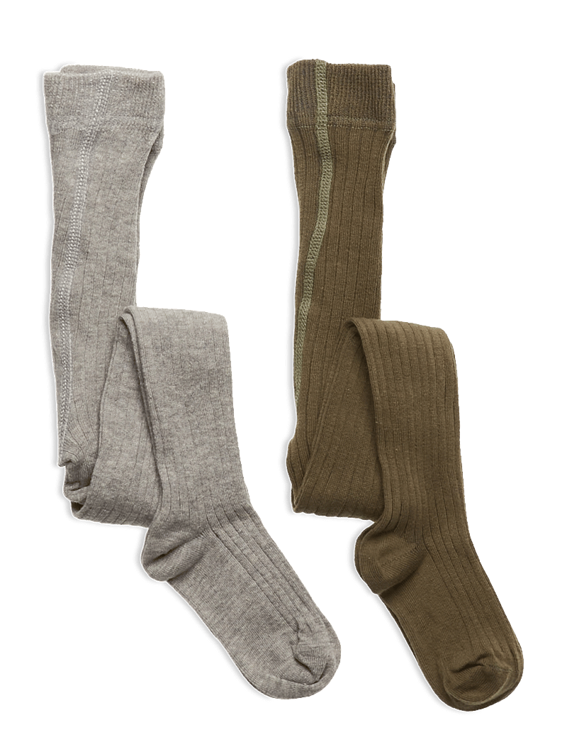 Minymo - Stocking - solid rib 2-pack - strumpfhosen - light grey melange - 0