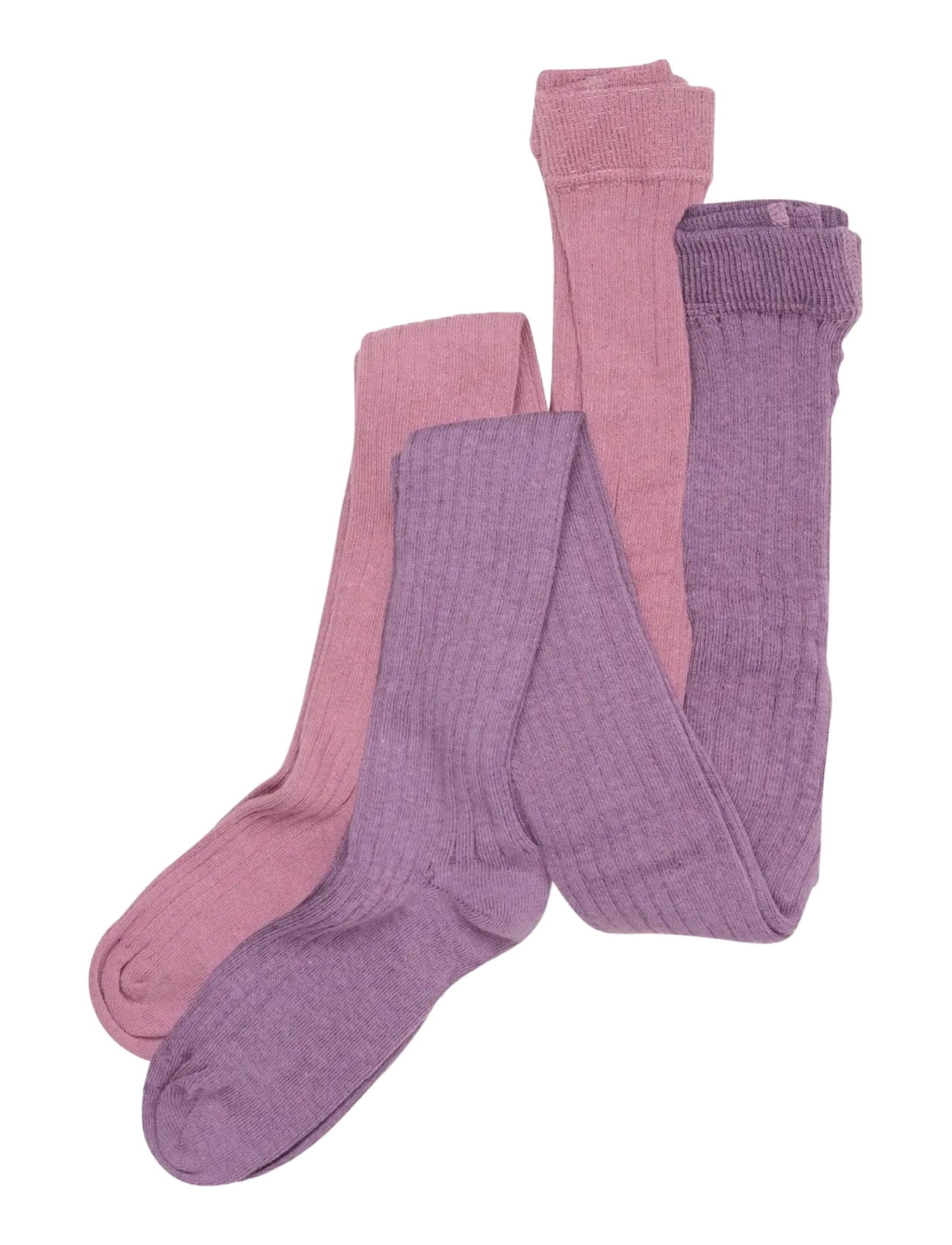 Minymo Stocking Solid Rib 2-Pack, 140f, Socken & Strumpfhosen, Lila - Tights, Kinder