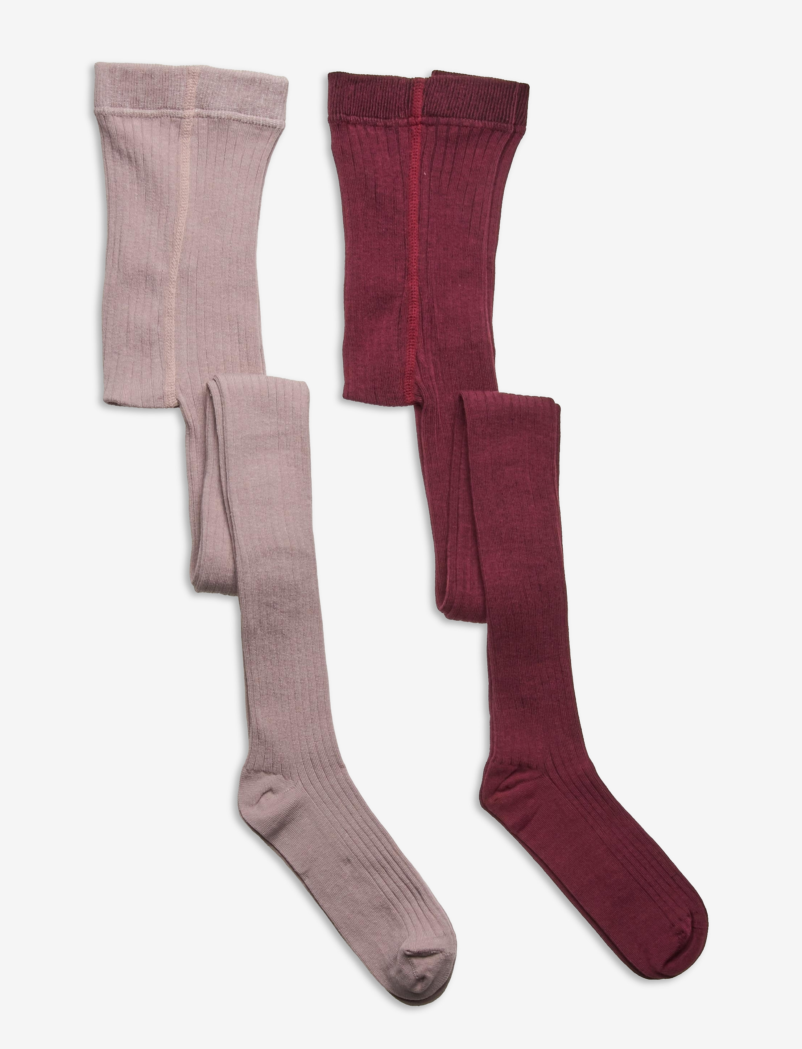 Minymo Stocking Solid Rib 2-Pack, 104-110, Socken & Strumpfhosen, Rosa - Tights, Kinder