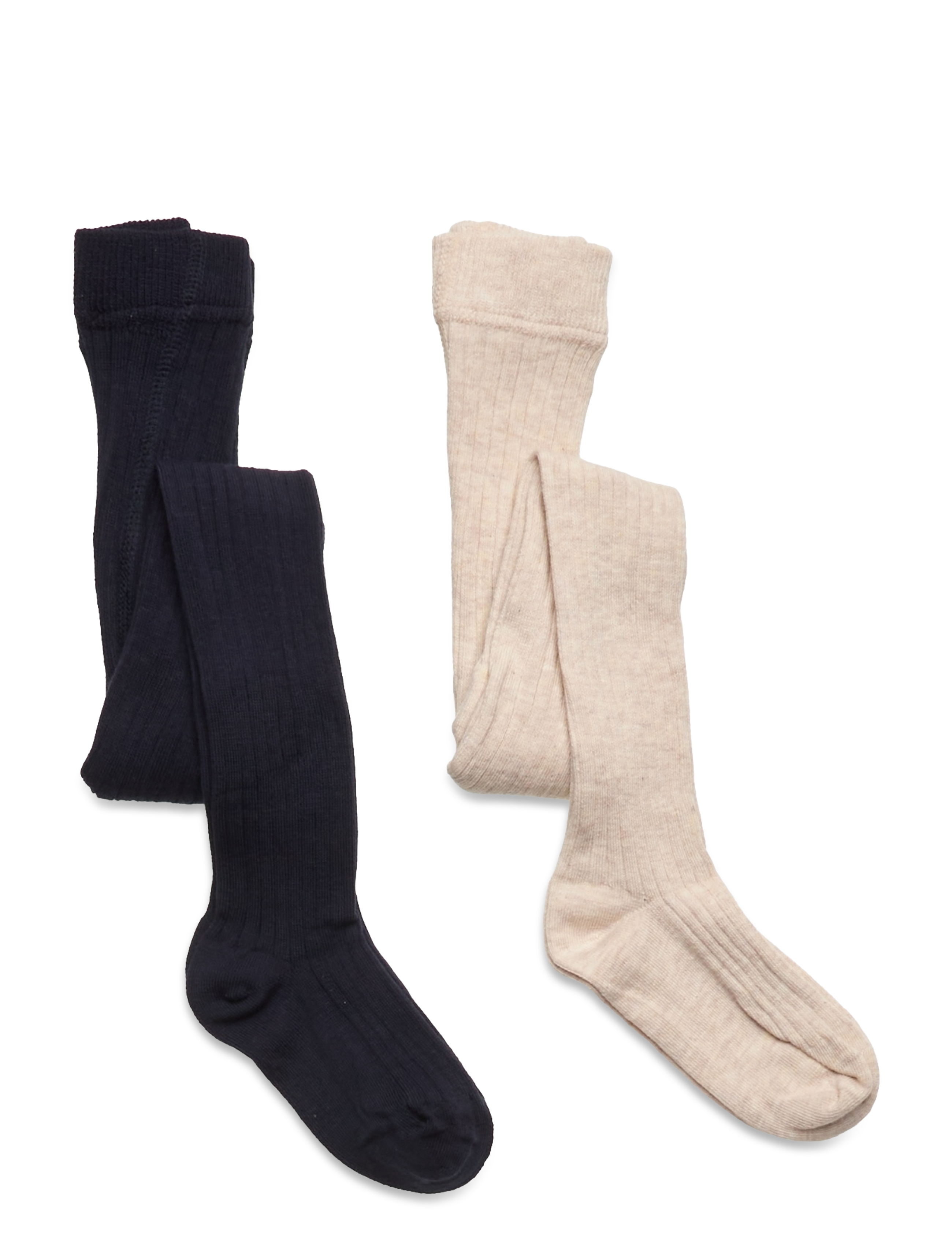 Minymo Stocking Solid Rib 2-Pack, 562, Socken & Strumpfhosen, Mehrfarbig/gemustert - Tights, Kinder
