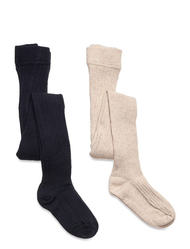 Minymo - Stocking - solid rib 2-pack - strømpebukser - total eclipse - 0