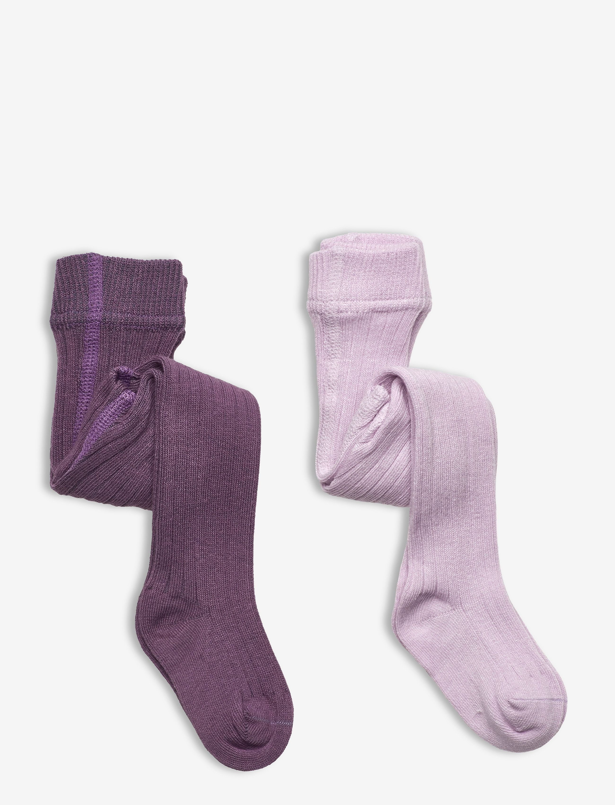 Minymo Stocking Solid Rib 2-Pack, 104-110, Socken & Strumpfhosen, Lila - Tights, Kinder