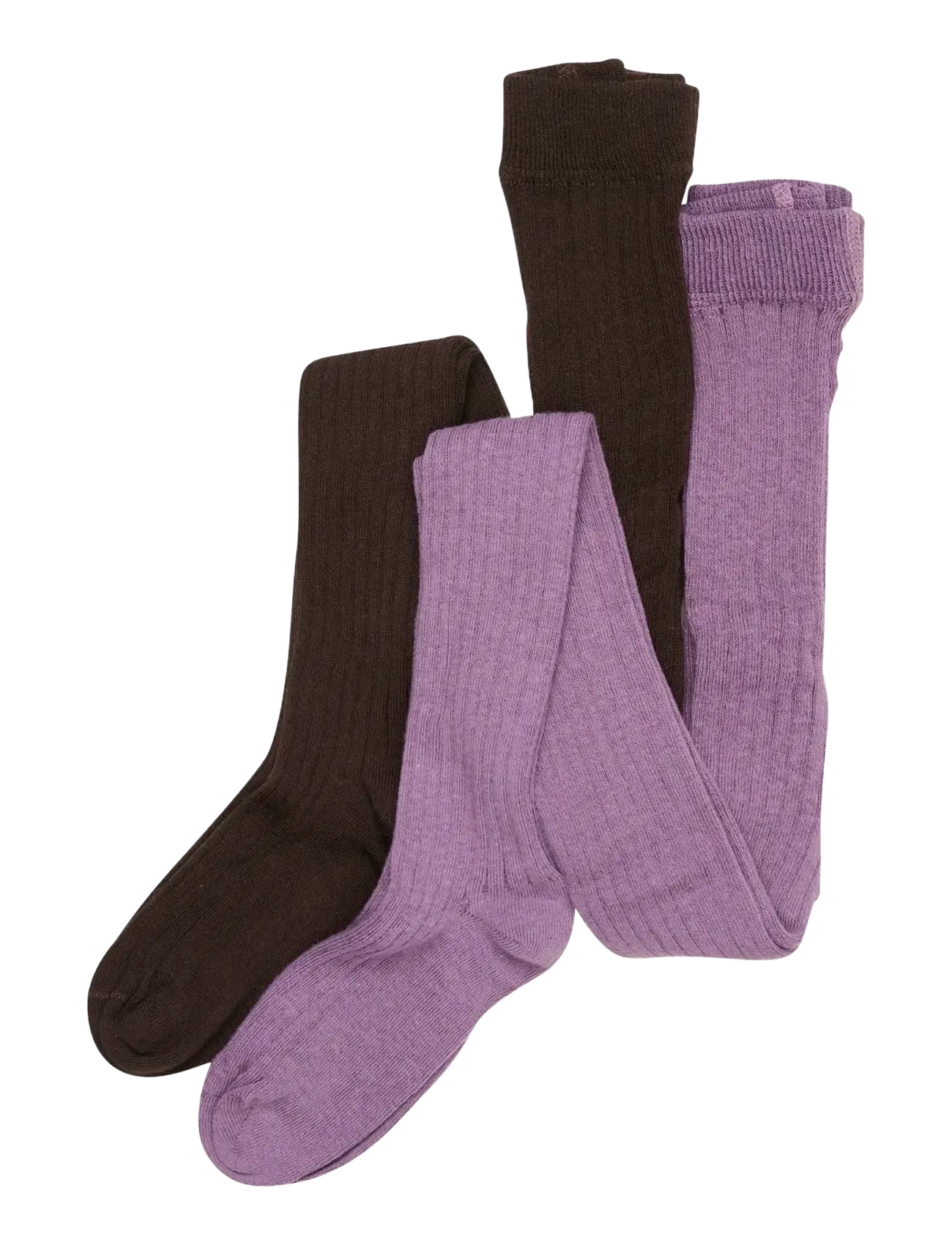 MINYMO Stocking - Solid Rib 2-Pack Braun - 68< - Kinder