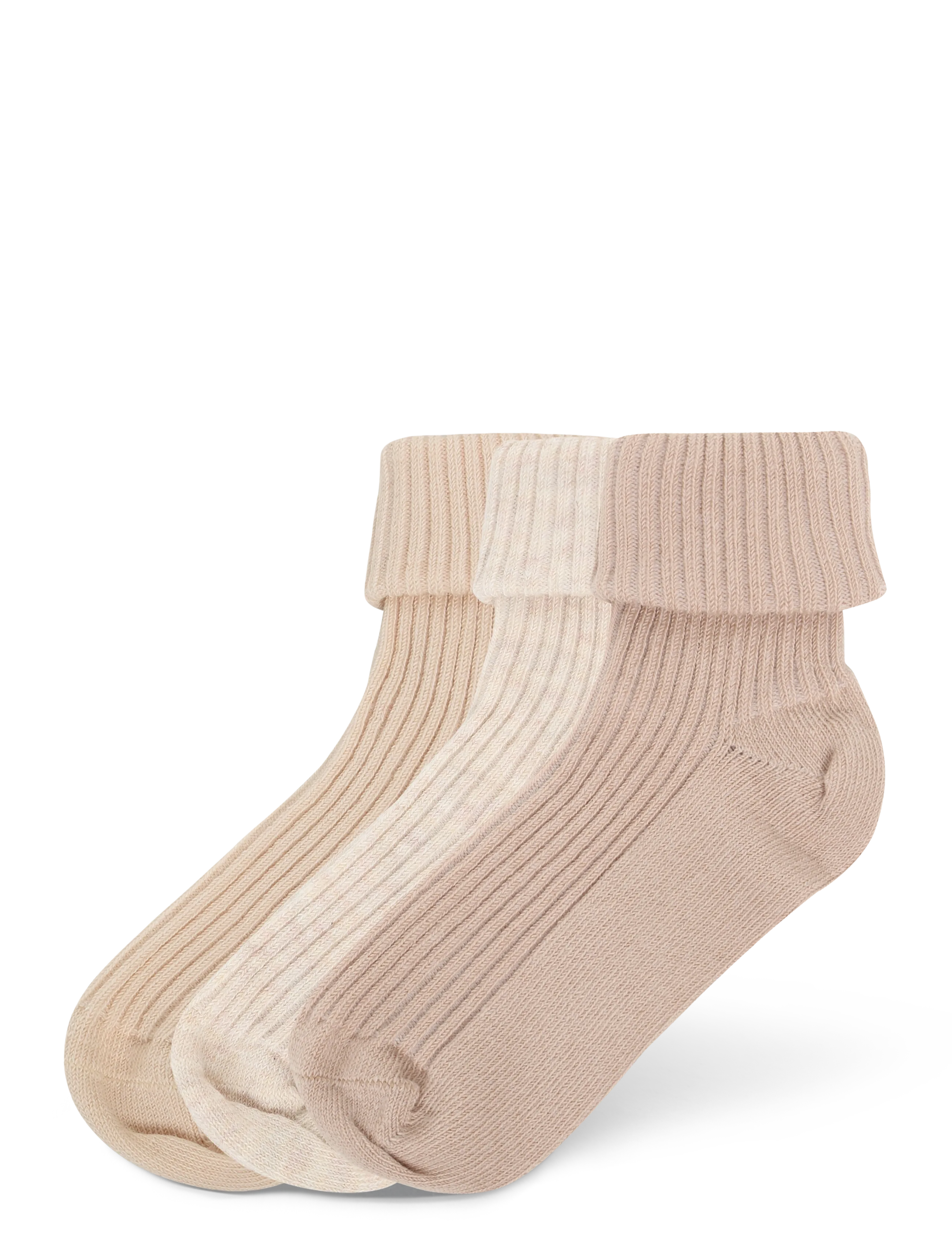 Minymo Baby Sock Rib (3 Pack), 23 , Socken & Strumpfhosen, Beige - Socks, Kinder