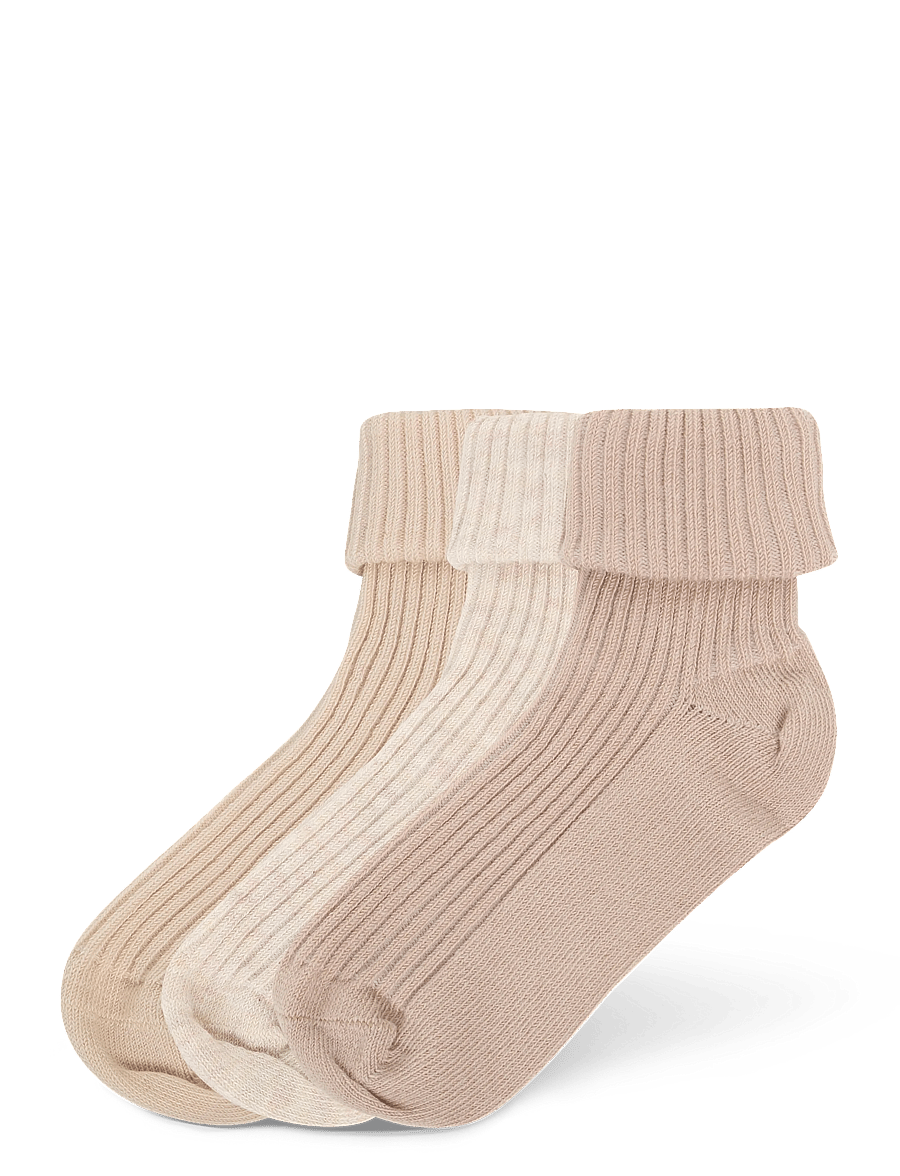 Minymo - Baby 2x2 rib sock (3-pack) - baby-socken - birch - 0