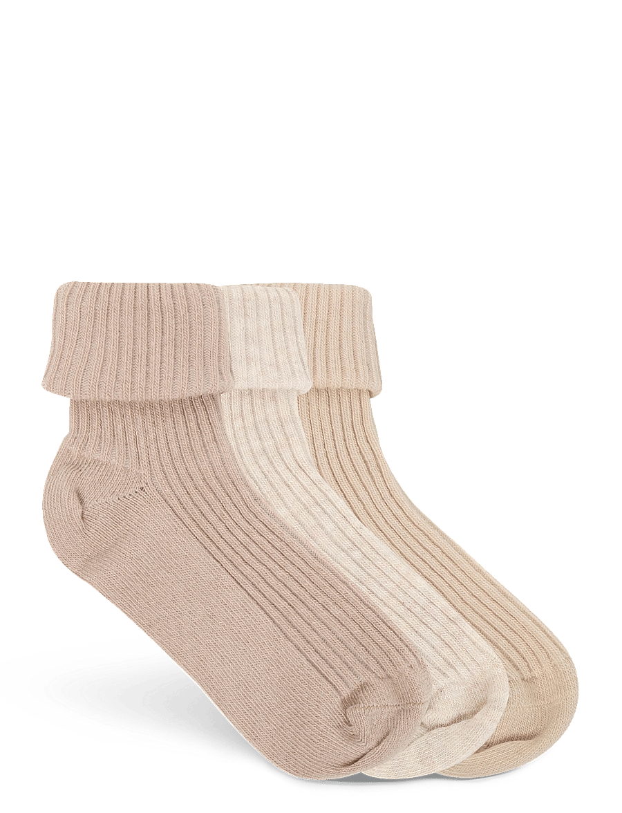 Minymo - Baby 2x2 rib sock (3-pack) - baby-socken - birch - 1