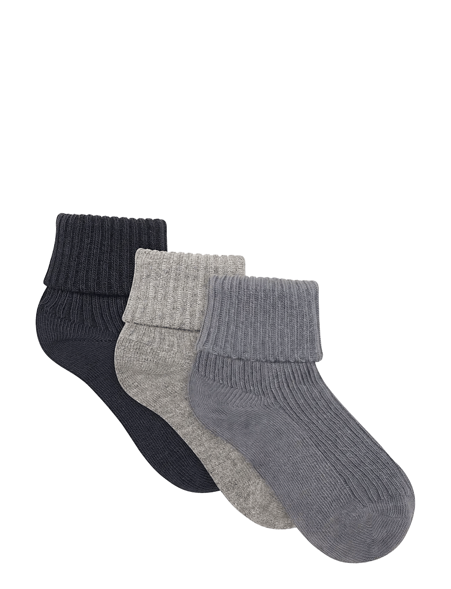Minymo - Baby 2x2 rib sock (3-pack) - baby-socken - blau gray - 0