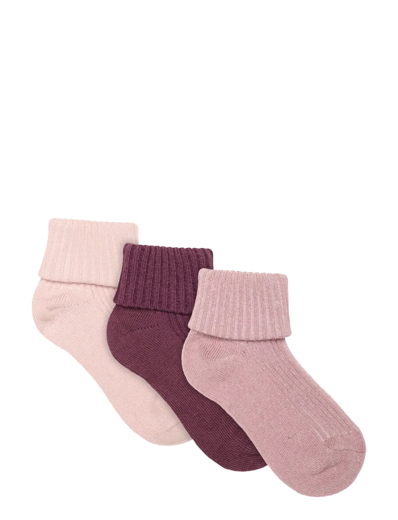 Minymo Baby 2x2 rib sock (3-pack) - Minymo - ELDERBERRY / burgundy