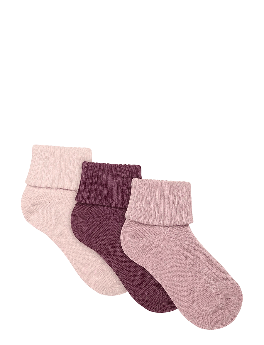 Minymo - Baby 2x2 rib sock (3-pack) - baby-socken - elderberry - 0