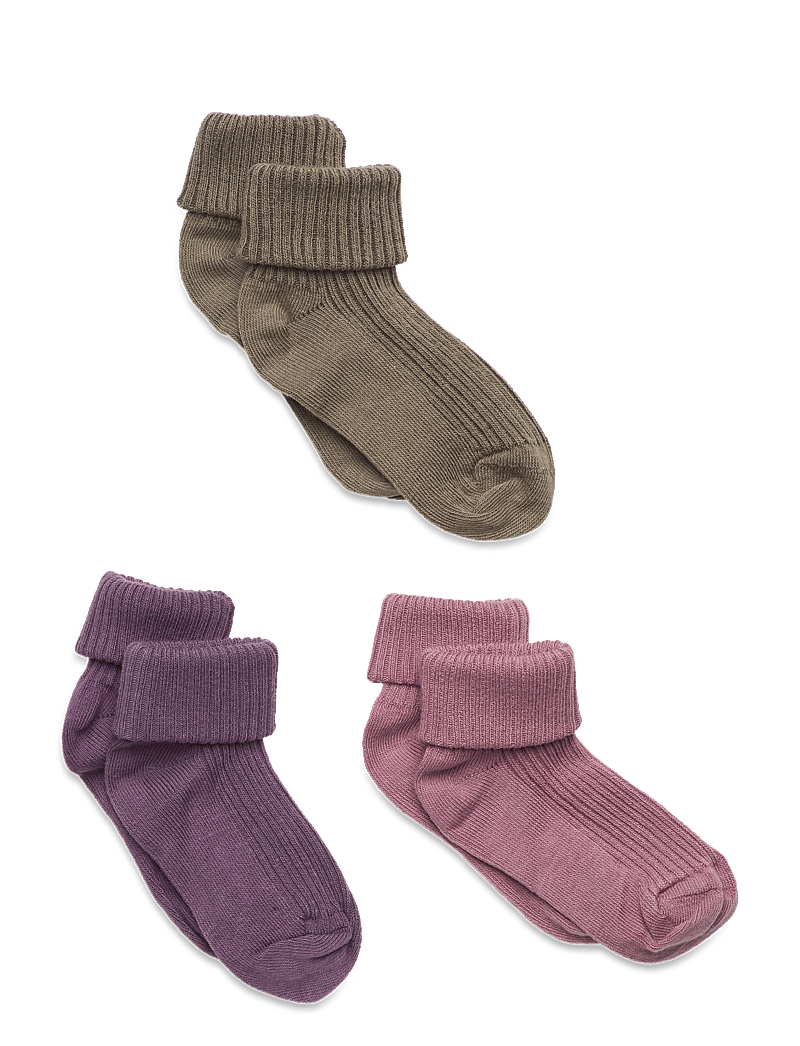 Minymo - Baby sock rib (3 pack) - babysokker - orchid haze - 0