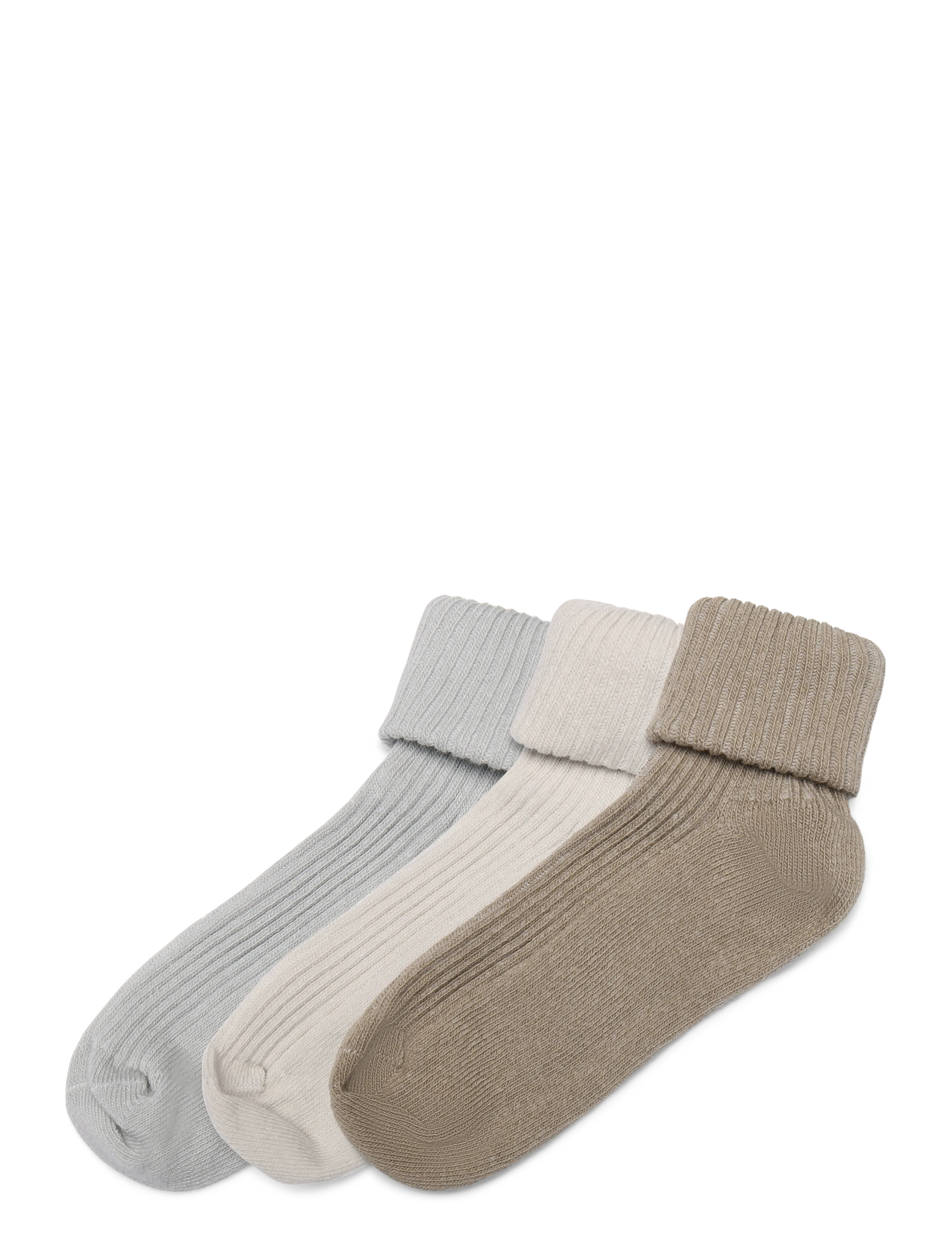 Minymo Baby 2x2 rib sock (3-pack) - Kleidung - WILLAM GRAY / grey
