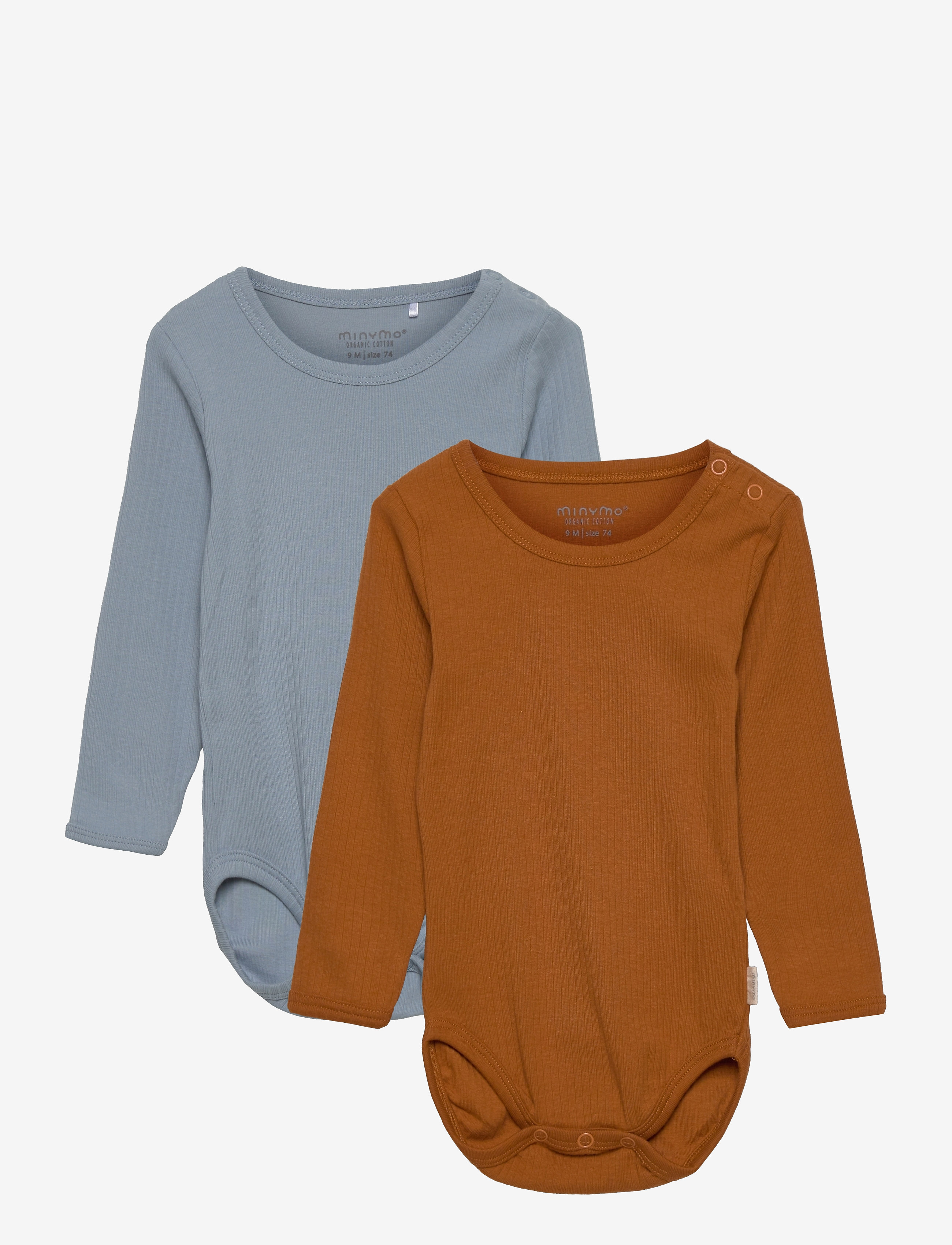 Minymo Body LS (2-pack) - Bodies - ASHLEY BLUE / brown