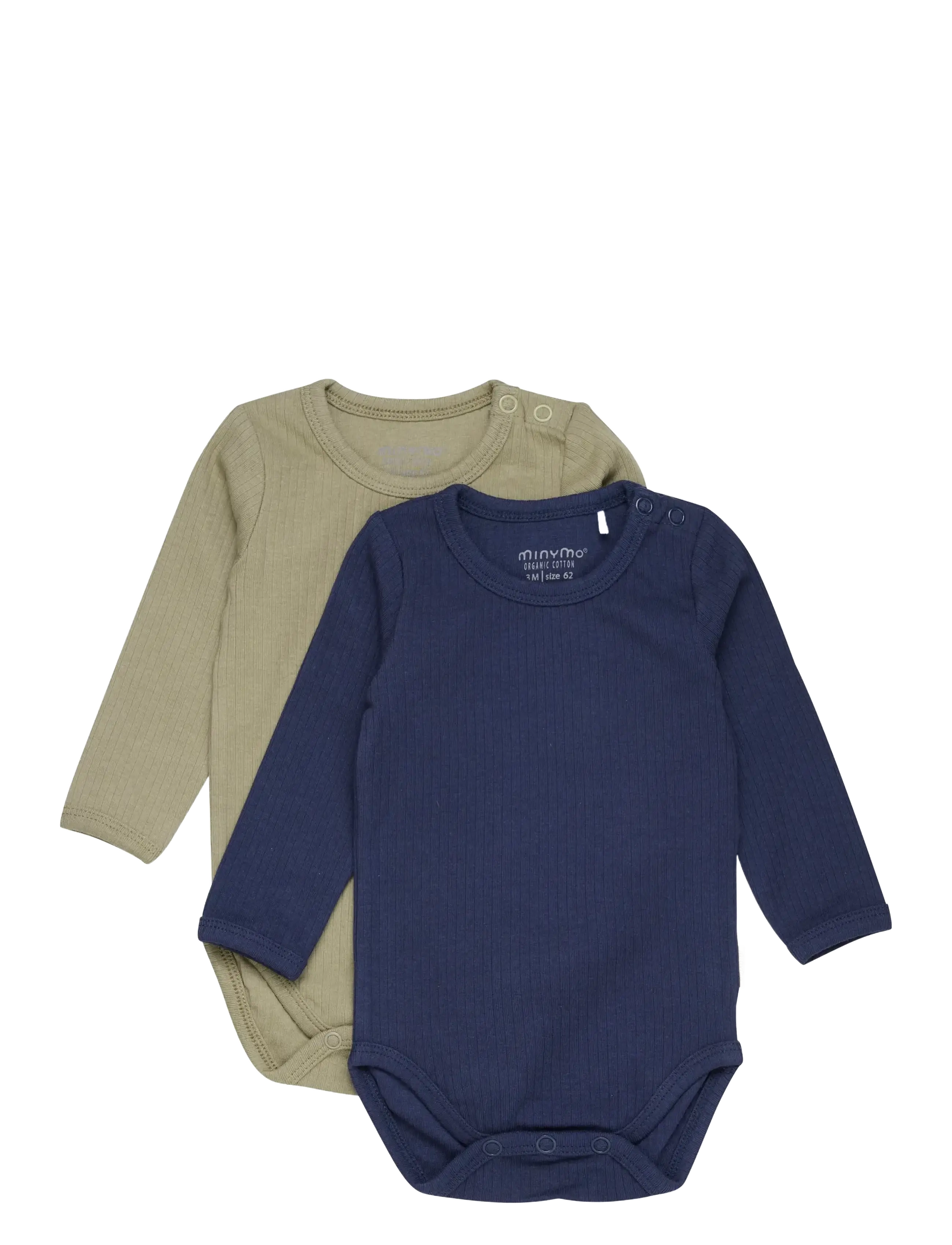 Minymo Body Ls (2-Pack), 68, Bodys, Marineblau - Long-sleeved, Kinder