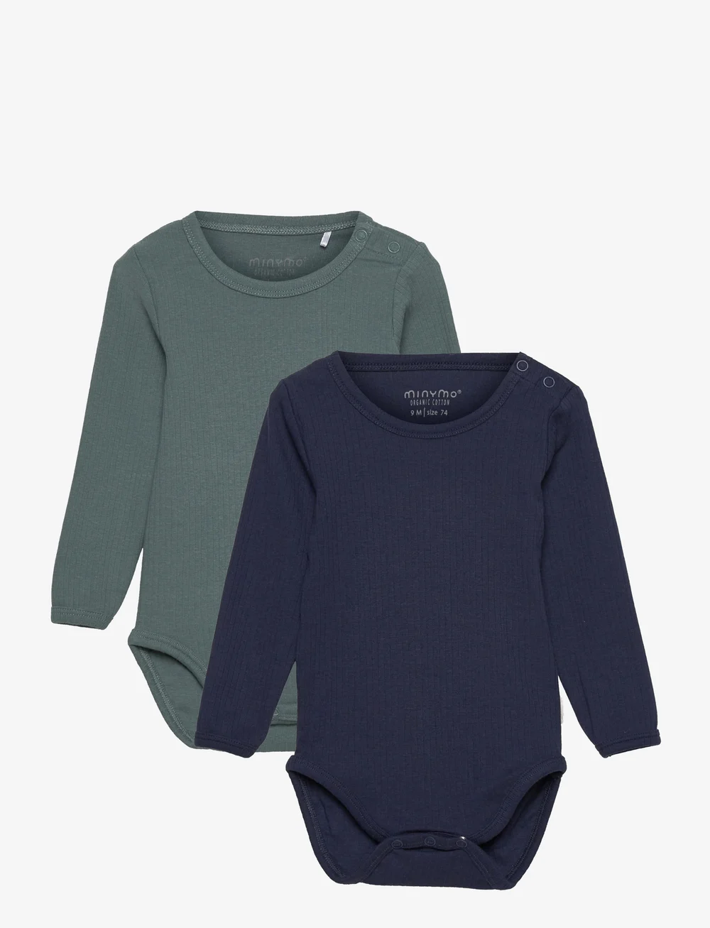 Minymo - Body LS (2-pack) - enfärgade långärmade bodies - goblin blue - 0