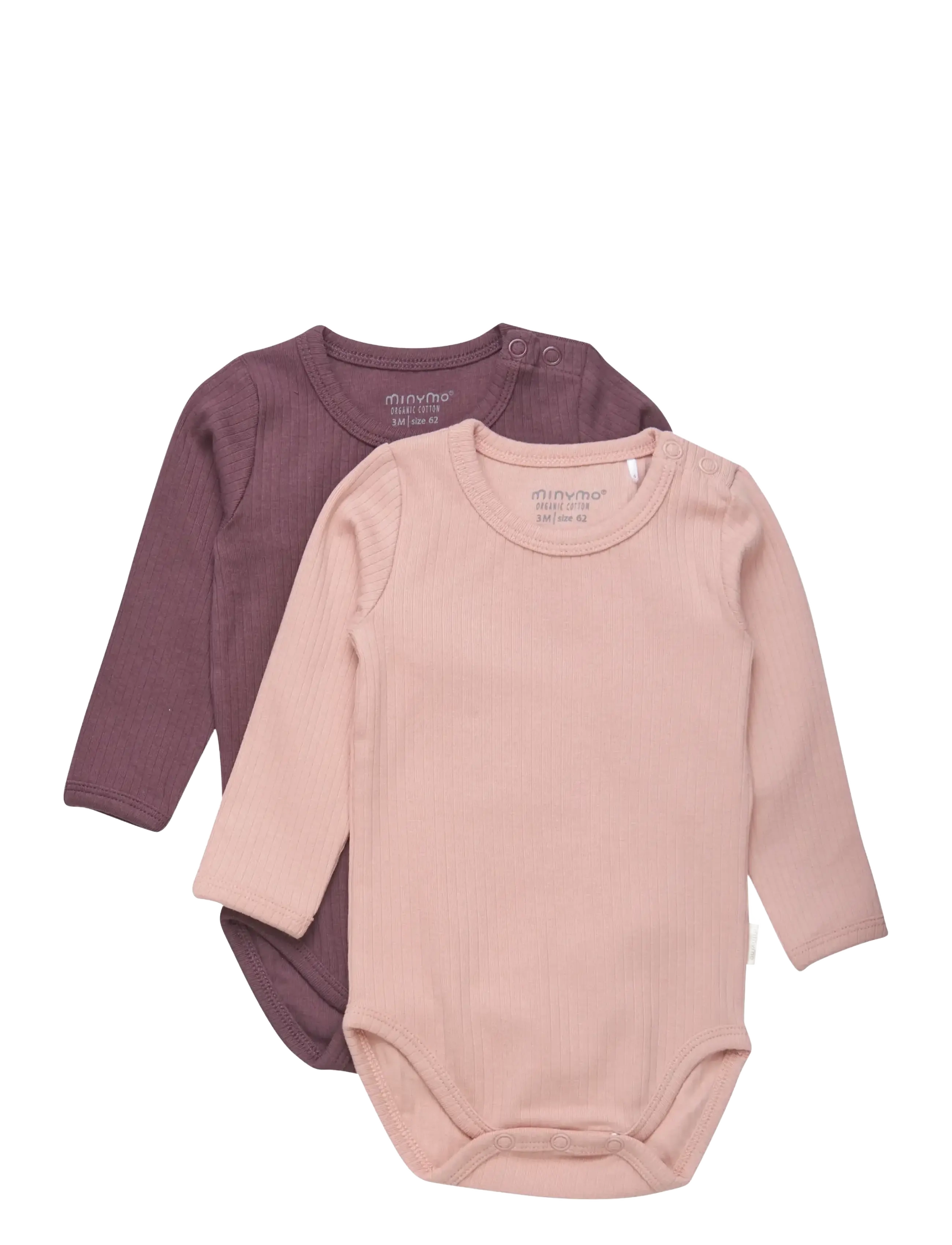 Minymo Body Ls (2-Pack), 74, Bodys, Rosa - Long-sleeved, Kinder