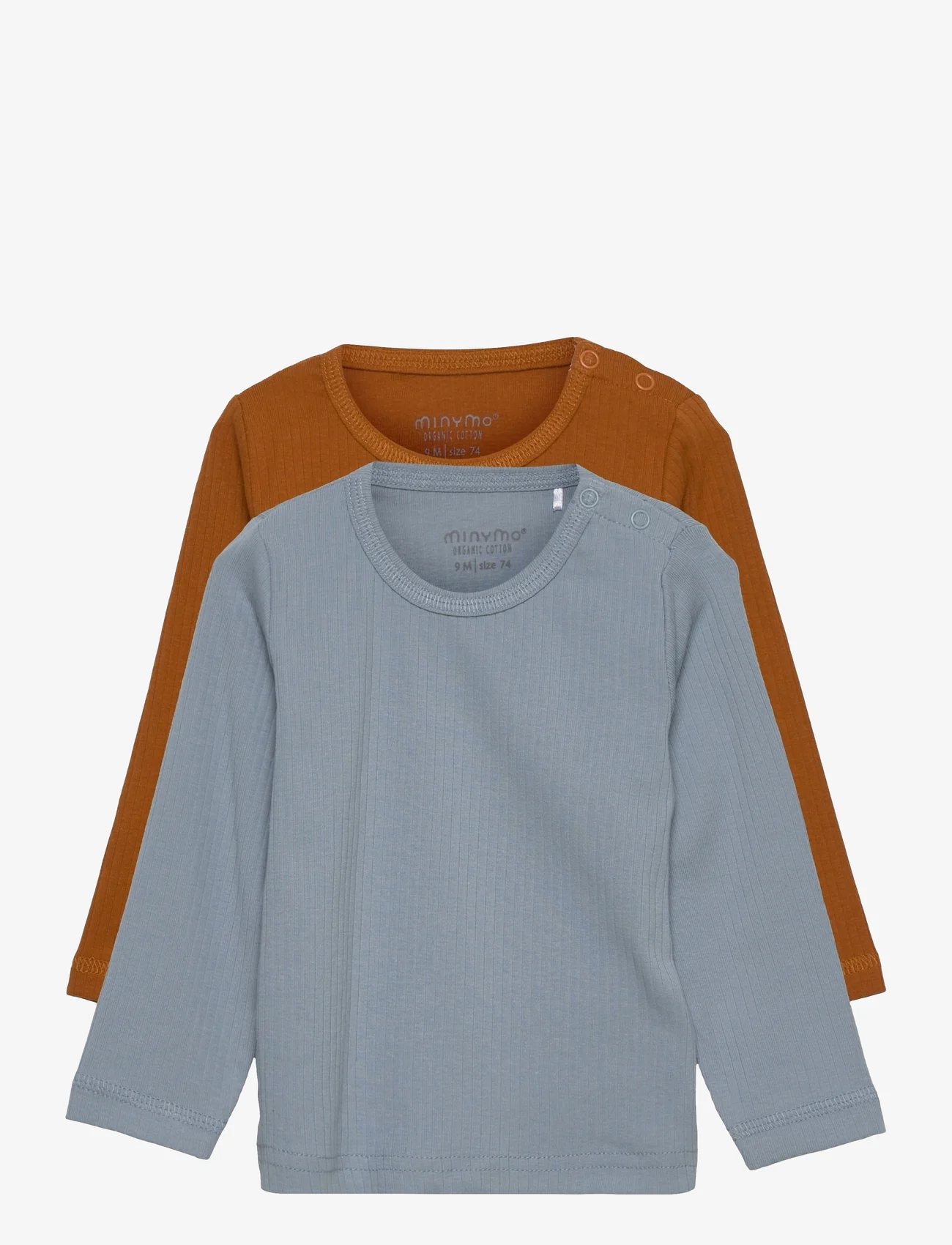 Minymo - Blouse LS (2-pack) - langærmede t-shirts - ashley blue - 0