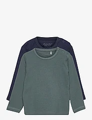 Minymo - Blouse LS (2-pack) - langærmede t-shirts - goblin blue - 0