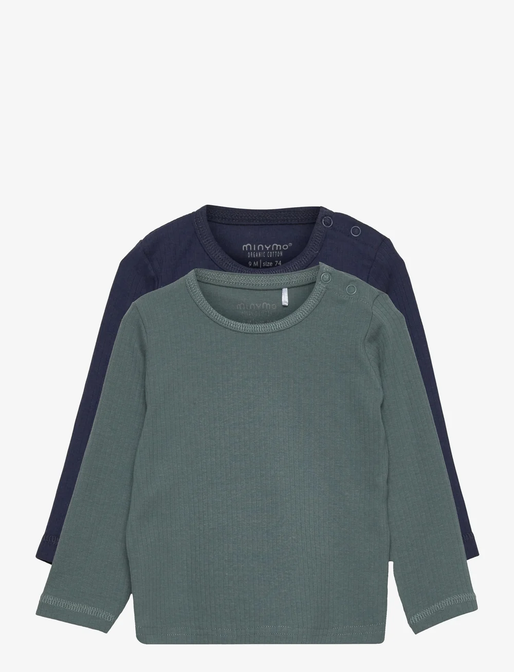 Minymo - Blouse LS (2-pack) - långärmade t-shirts - goblin blue - 0