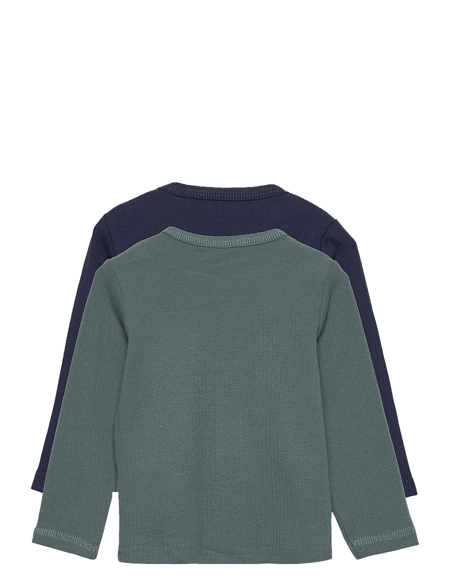 Minymo - Blouse LS (2-pack) - langærmede t-shirts - goblin blue - 1