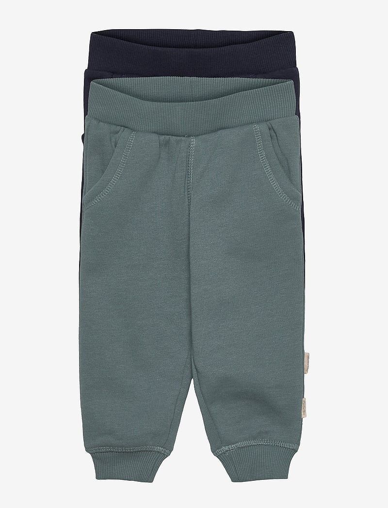 Minymo - Sweat Pants (2-pack) - mjukisbyxor - goblin blue - 0