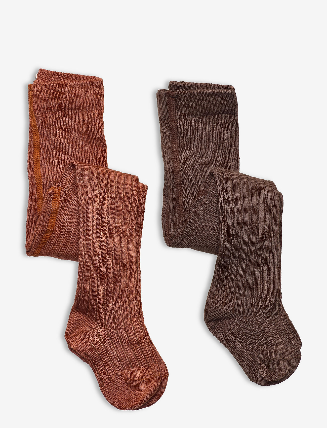 Minymo - Stocking - bamboo rib (2-pack) - autumn clothing - cocoa brown - 0