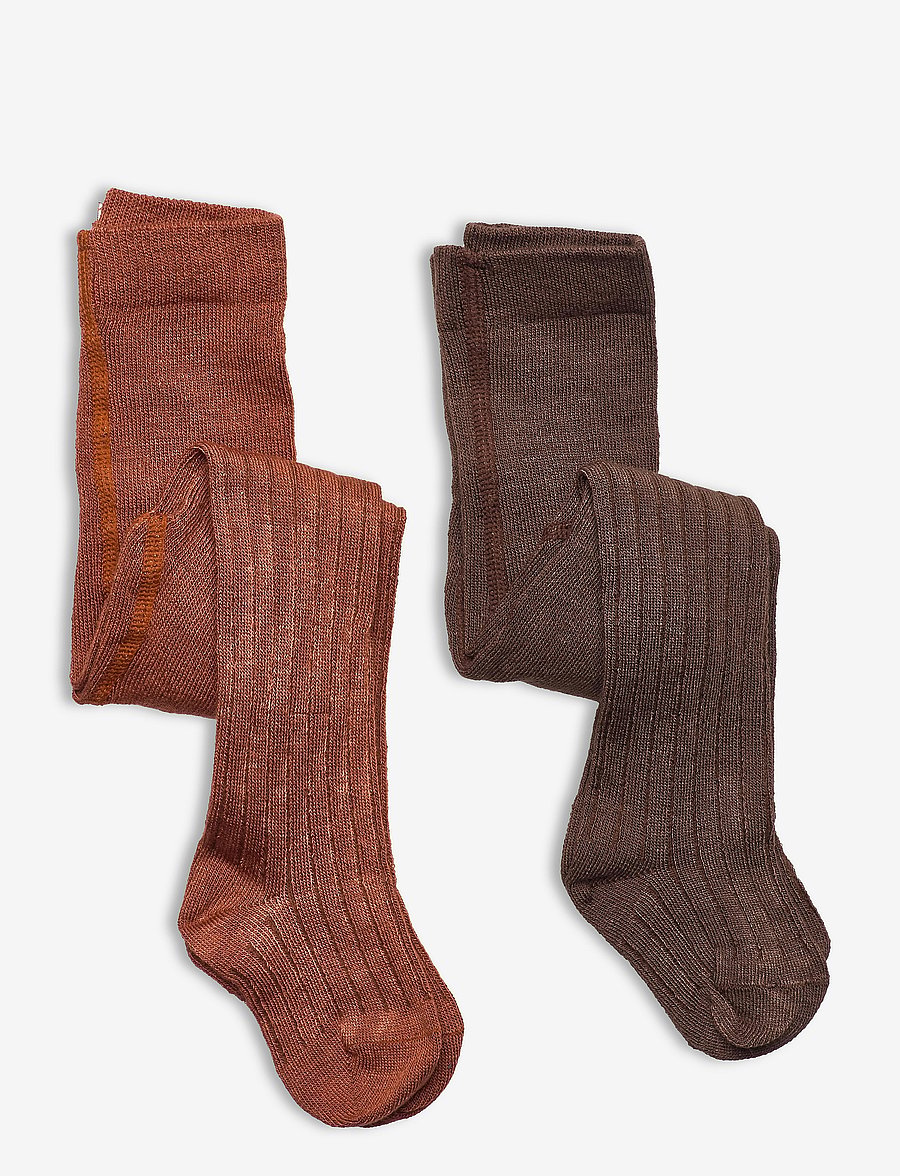 Minymo - Stocking - rib (2-pack) - strømpebukser - cocoa brown - 0
