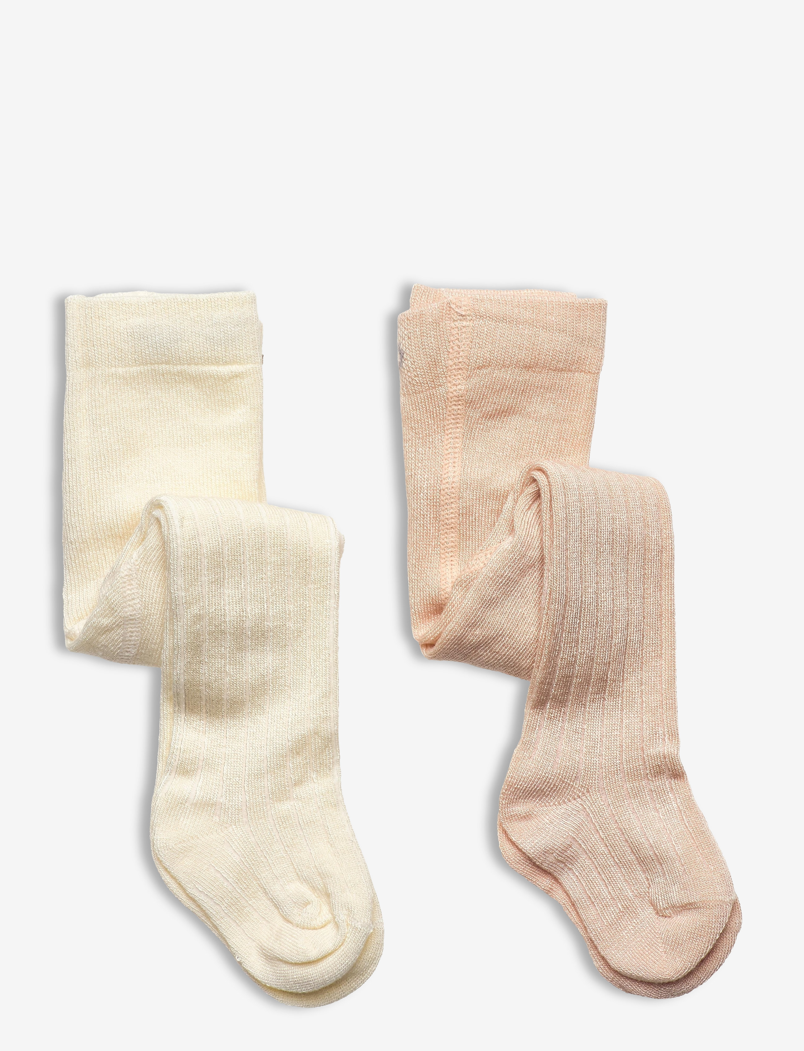 Minymo Stocking - rib (2-pack) - Riided - OFF WHITE / cream