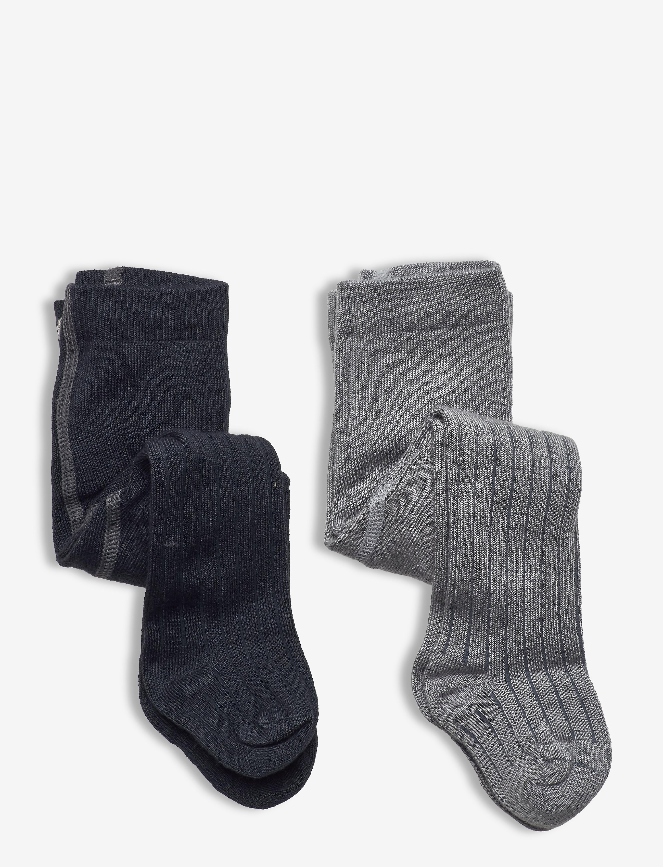 MINYMO Stocking - Rib (2-Pack) Grau - 56-62 - Kinder