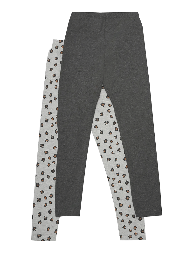 Minymo - Sweat Leggings (2-pack) - multipack leggings - greymelange - 1